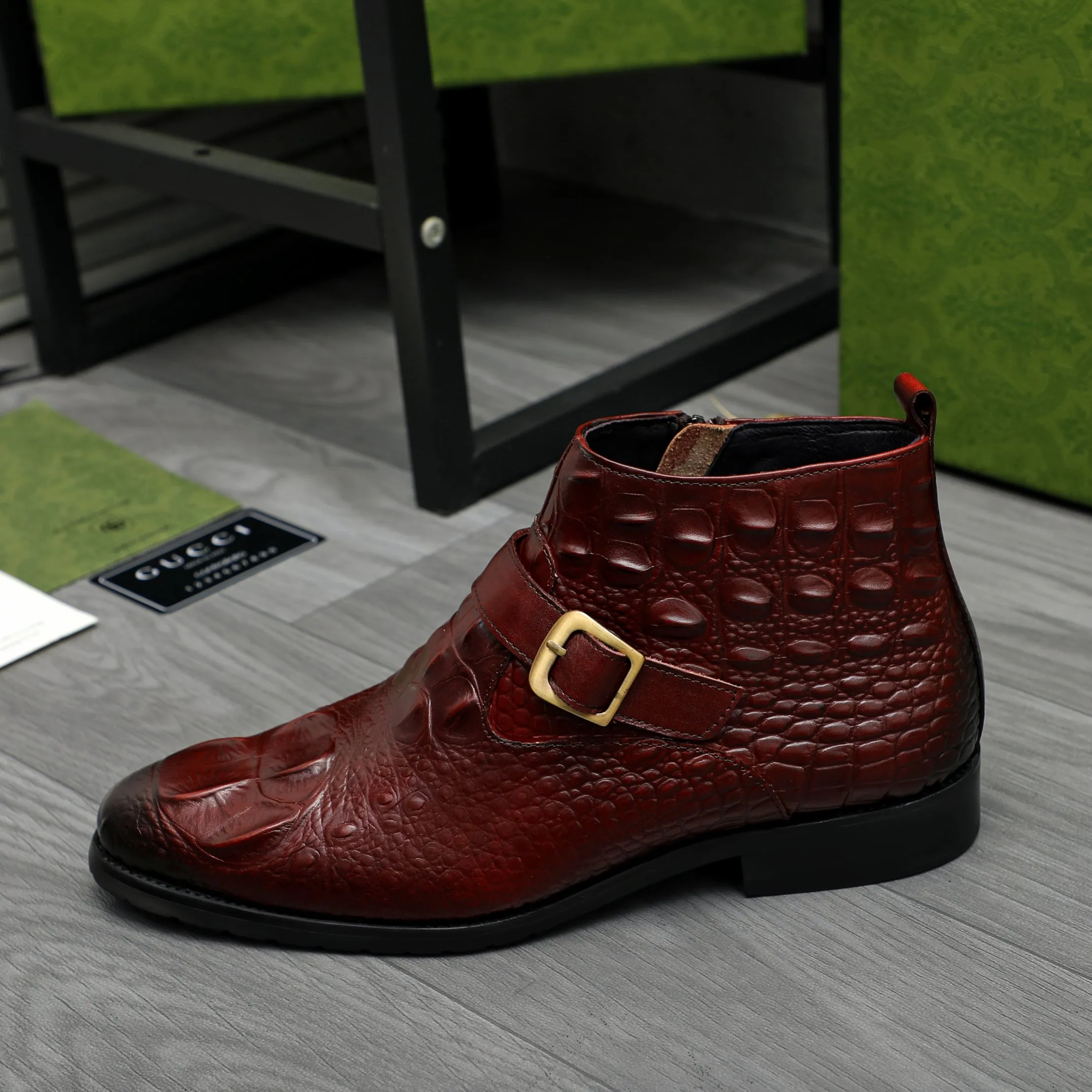 Men's shoes 💰p620 Product trademark: GUCCI "Gucci" high-top business leather shoes Regular size: 37-46 (37.46 is custom-made and non-returnable) Product materials: Selected crocodile pattern cowhide upper, pigskin lining, rubber outsole